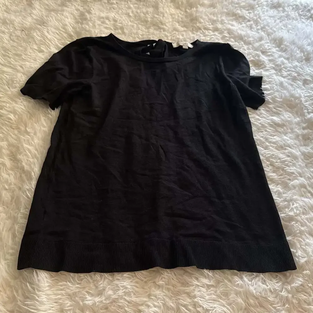 Loft Short Sleeve Black Sweater Small‎